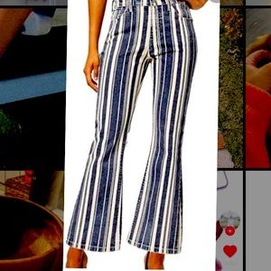 Lucky Brand Bridgette High Rise Striped Mini Boot Jeans